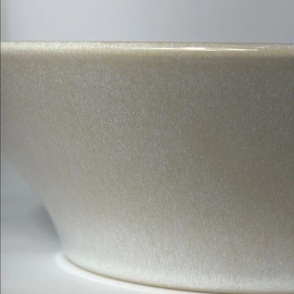 Retired Pier 1 Speckled Stoneware White Ceramic Round Bowl‎